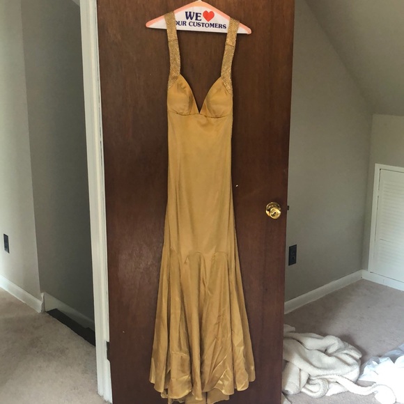 Tiffany Designs Dresses & Skirts - Gold silk prom dress Tiffany Designs Dresses & Skirts - Gold silk prom dress